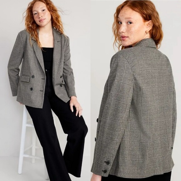 Old Navy Double-Breasted Plaid Blazer - Picture 1 of 9